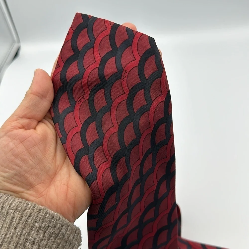 Emilio Pucci Vintage Tie Red Black 56” Long